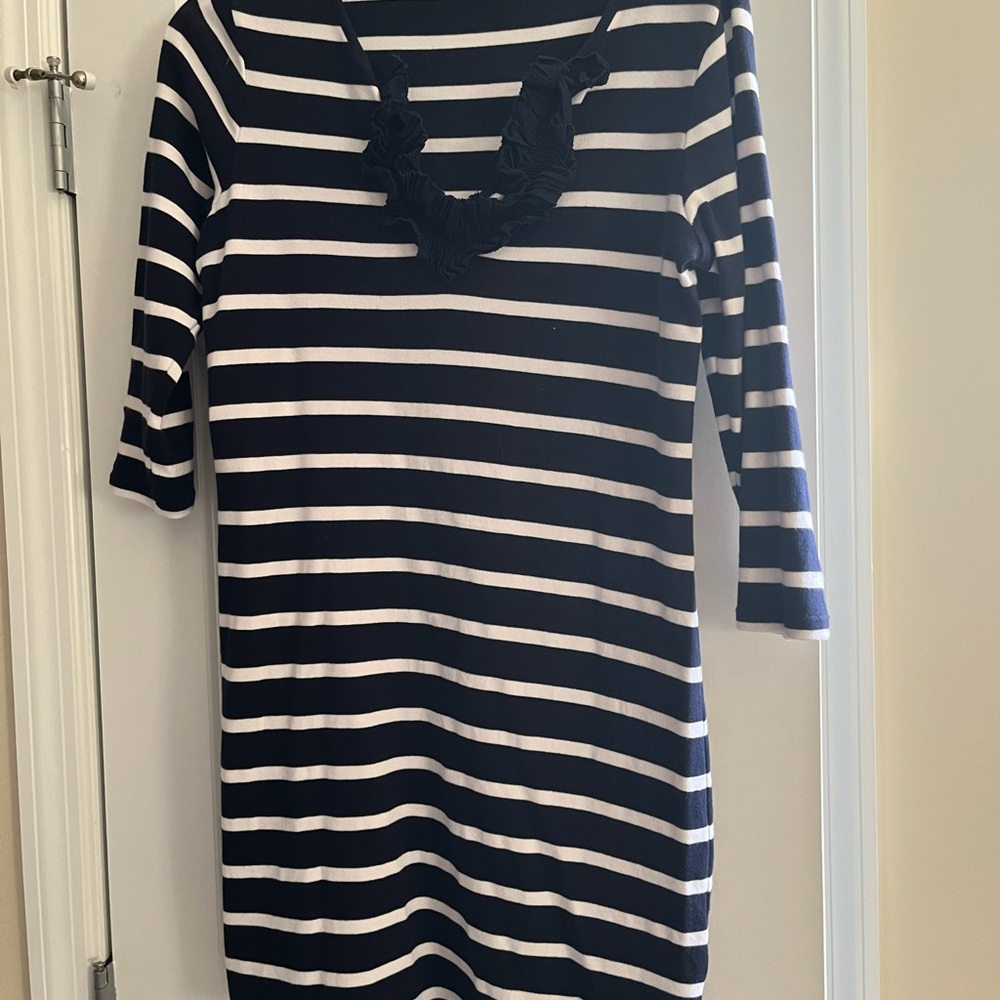 Navy and White Striped Dress